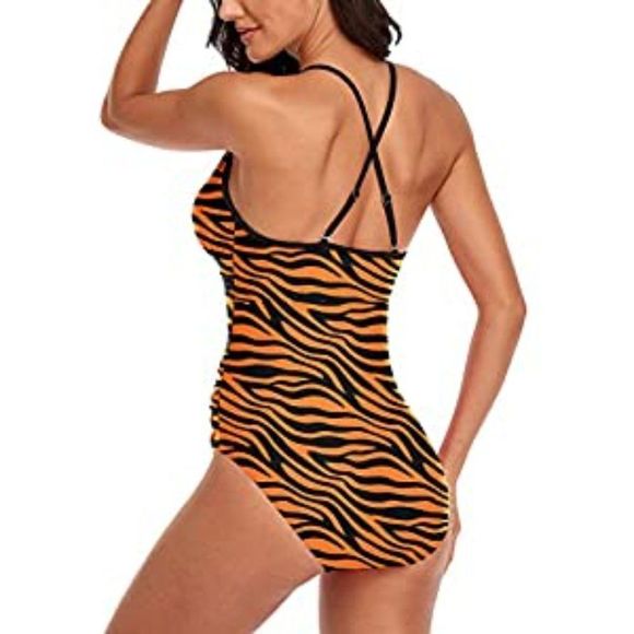 Womens One Piece Tummy Control Swimsuit Mesh - Picture 2 of 4